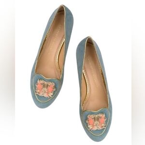 Charlotte Olympia Suede Zodiac Gemini Flats